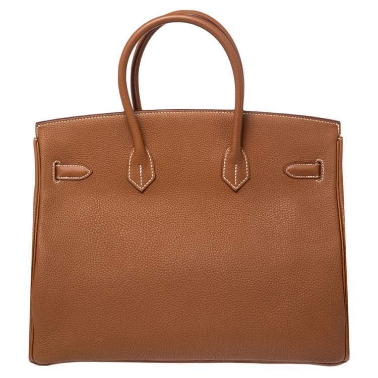 Pre Owned Hermes Gold Togo Leather Gold Finished Birkin 35 Bag