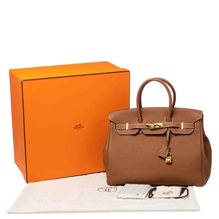 Pre Owned Hermes Gold Togo Leather Gold Finished Birkin 35 Bag