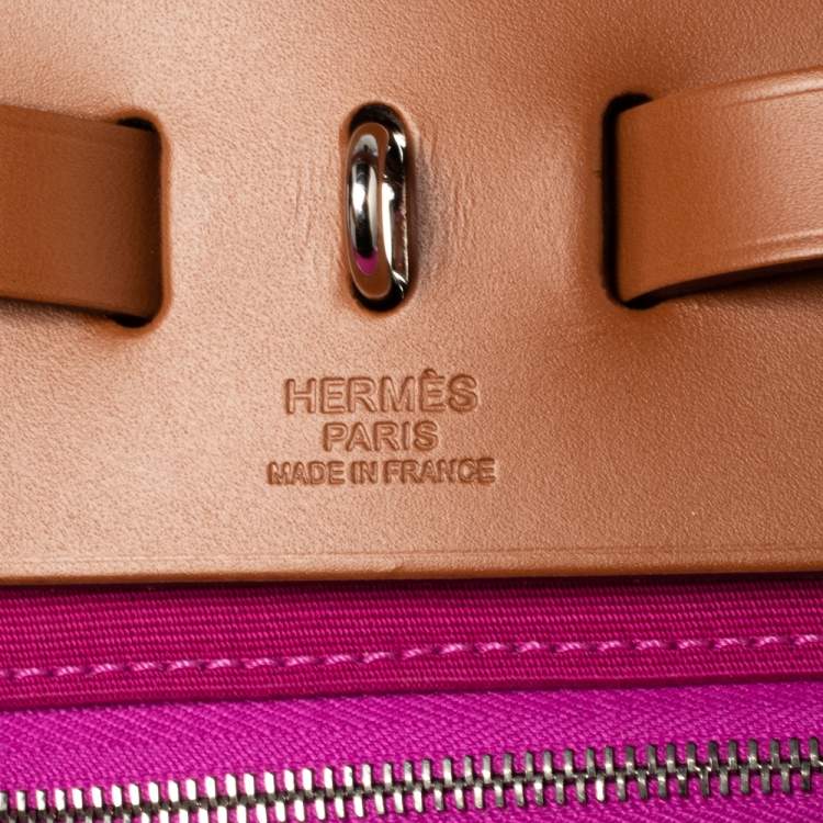 Pre Owned Hermes Magnolia/Fauve Canvas and Leather Herbag Zip 31 Bag
