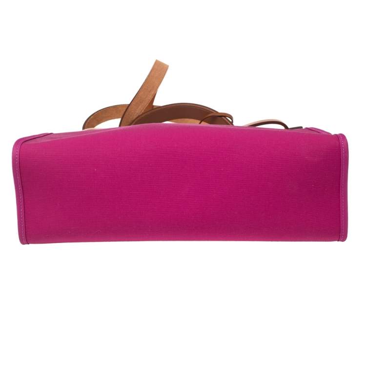 Pre Owned Hermes Magnolia/Fauve Canvas and Leather Herbag Zip 31 Bag