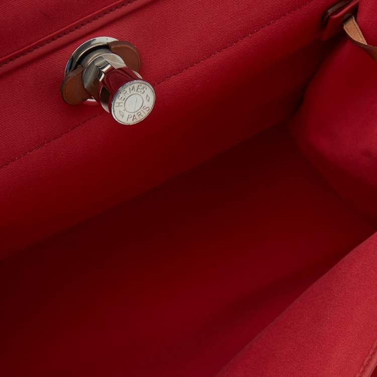 Pre Owned Hermes Bougainvillea/Fauve Canvas and Leather Herbag Zip 39 Bag