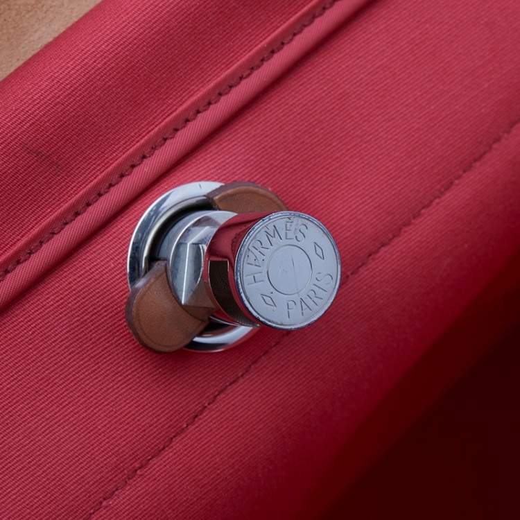 Pre Owned Hermes Bougainvillea/Fauve Canvas and Leather Herbag Zip 39 Bag