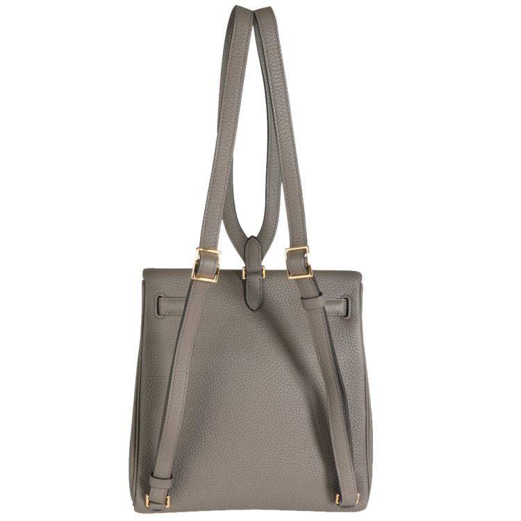 Pre Owned Hermes Etain Clemence Leather Kelly Ado II Backpack