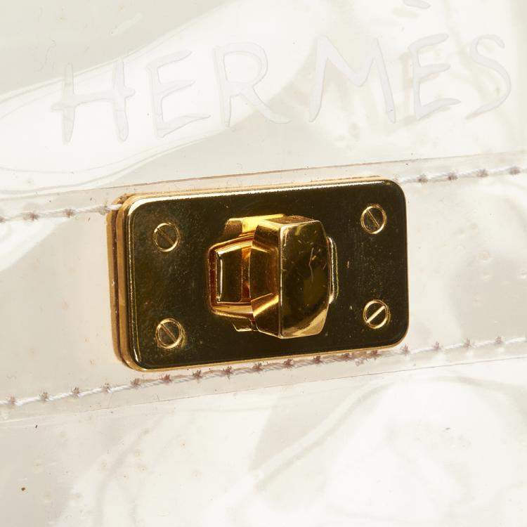 Pre Owned Hermes White Vinyl Kelly Tote Bag