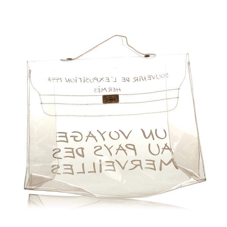 Pre Owned Hermes White Vinyl Kelly Tote Bag