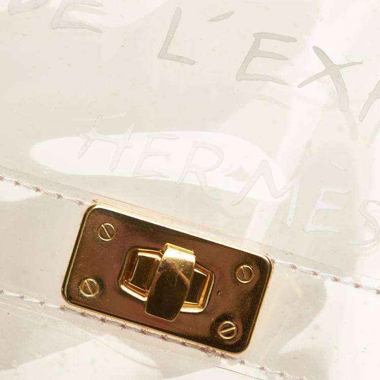 Pre Owned Hermes White Vinyl Kelly Tote Bag