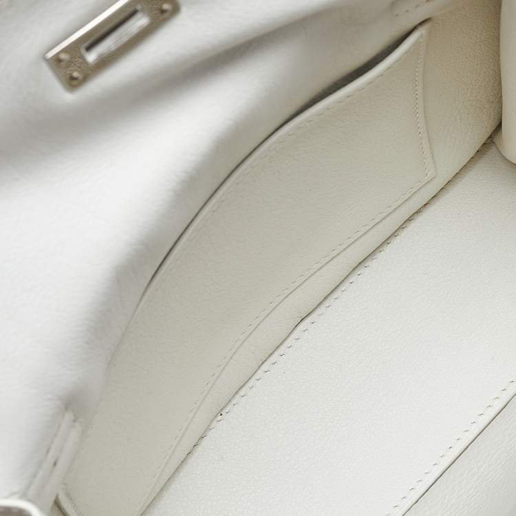 Pre Owned Hermes Blanc Evercolor Leather Kelly Danse Palladium Plated Bag