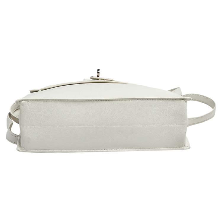 Pre Owned Hermes Blanc Evercolor Leather Kelly Danse Palladium Plated Bag