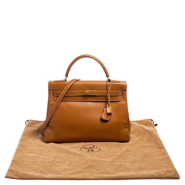 Pre Owned Hermes Natural Sable Vache Leather Gold Plated Kelly Retourne 32 Bag