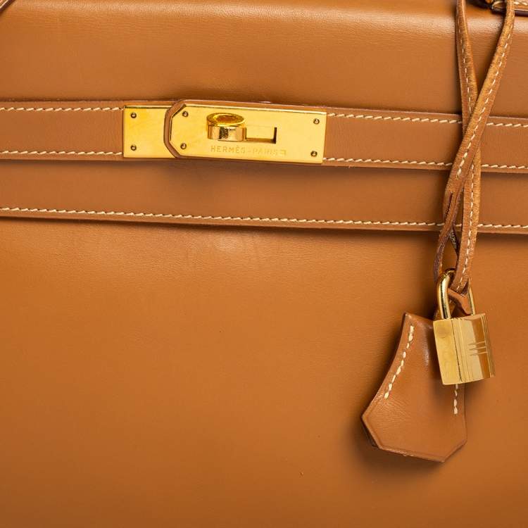 Pre Owned Hermes Natural Sable Vache Leather Gold Plated Kelly Retourne 32 Bag