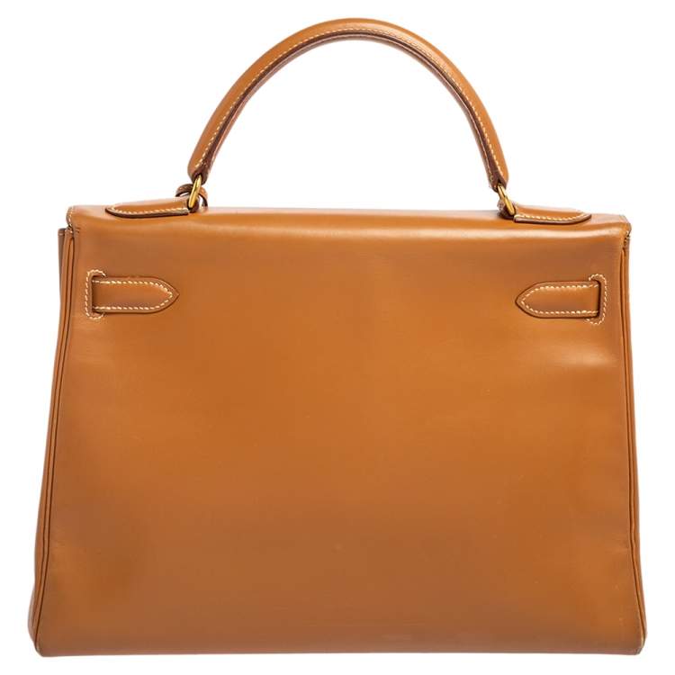 Pre Owned Hermes Natural Sable Vache Leather Gold Plated Kelly Retourne 32 Bag