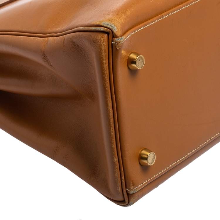 Pre Owned Hermes Natural Sable Vache Leather Gold Plated Kelly Retourne 32 Bag