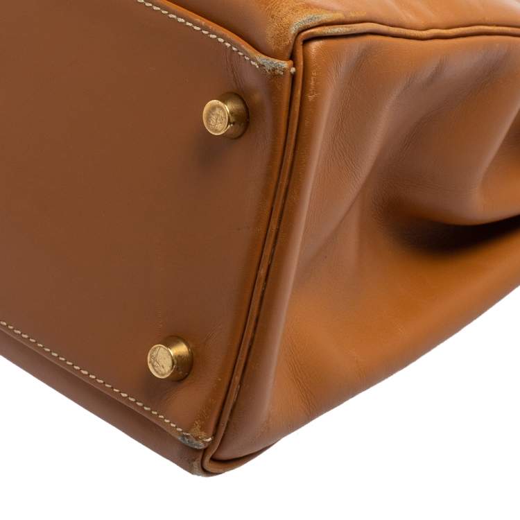 Pre Owned Hermes Natural Sable Vache Leather Gold Plated Kelly Retourne 32 Bag