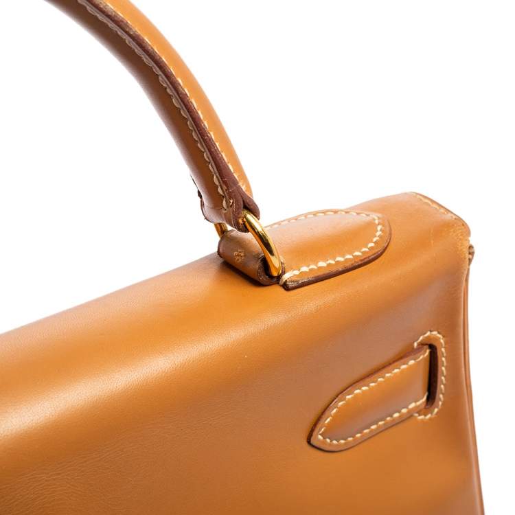Pre Owned Hermes Natural Sable Vache Leather Gold Plated Kelly Retourne 32 Bag