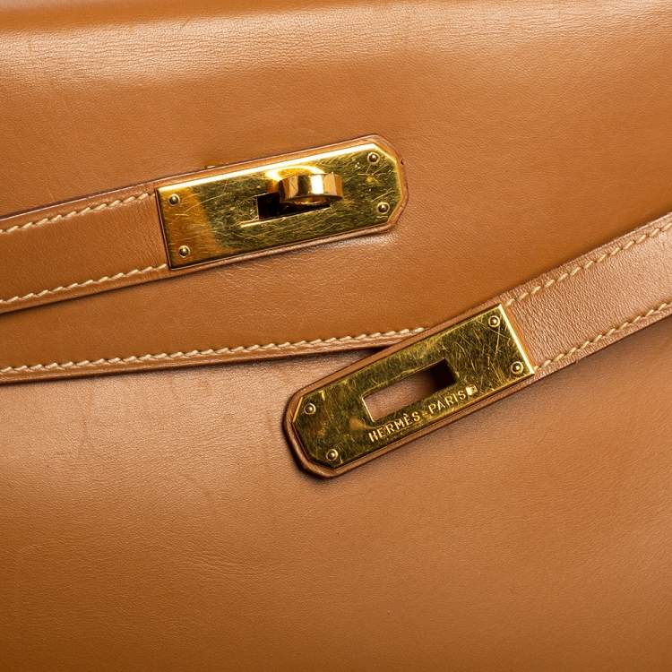 Pre Owned Hermes Natural Sable Vache Leather Gold Plated Kelly Retourne 32 Bag