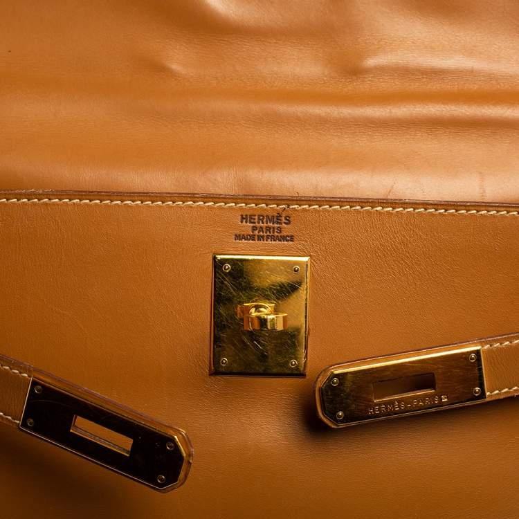 Pre Owned Hermes Natural Sable Vache Leather Gold Plated Kelly Retourne 32 Bag