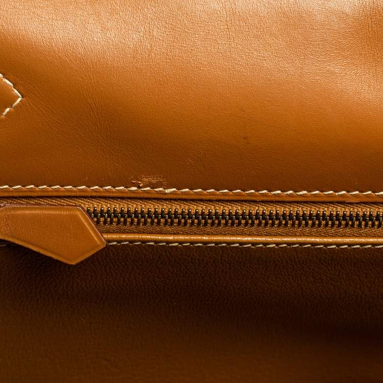 Pre Owned Hermes Natural Sable Vache Leather Gold Plated Kelly Retourne 32 Bag