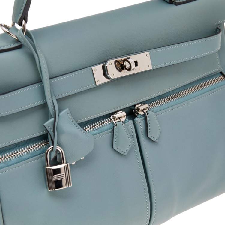 مملوكة مسبقًا Hermes Ciel Swift Leather Palladium Plated Kelly Lakis 32 Bag
