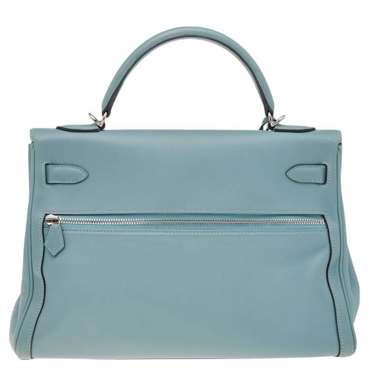مملوكة مسبقًا Hermes Ciel Swift Leather Palladium Plated Kelly Lakis 32 Bag
