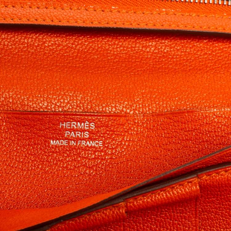 Pre Owned Hermés Feu Mysore Leather Bearn Gusset Wallet