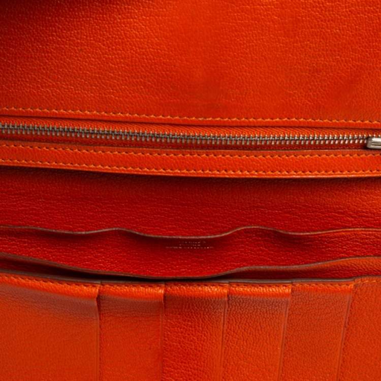 Pre Owned Hermés Feu Mysore Leather Bearn Gusset Wallet