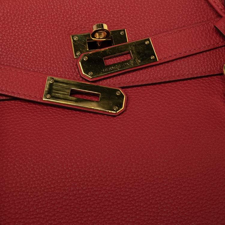 Pre Owned Hermes Rouge Piment Togo Leather Gold Plated Kelly Retourne 28 Bag