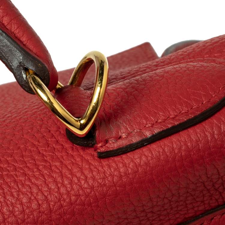 Pre Owned Hermes Rouge Piment Togo Leather Gold Plated Kelly Retourne 28 Bag
