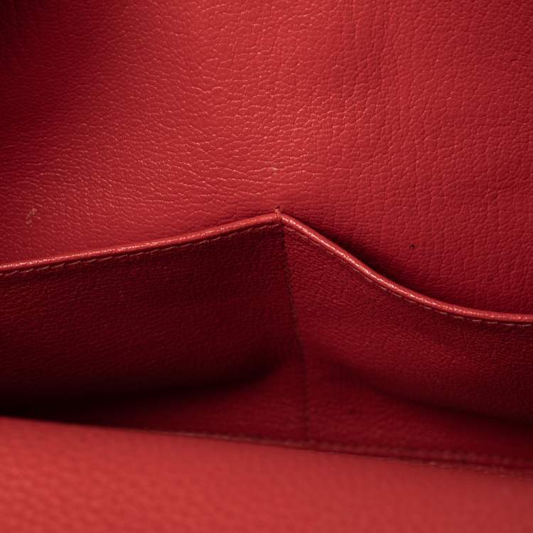Pre Owned Hermes Rouge Piment Togo Leather Gold Plated Kelly Retourne 28 Bag