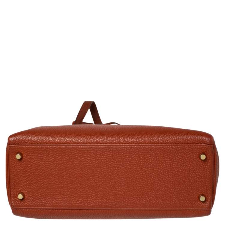 Pre Owned Hermes Brique Togo Leather Gold Plated Kelly Retourne 32 Bag