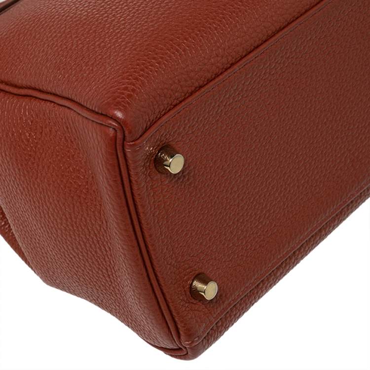 Pre Owned Hermes Brique Togo Leather Gold Plated Kelly Retourne 32 Bag