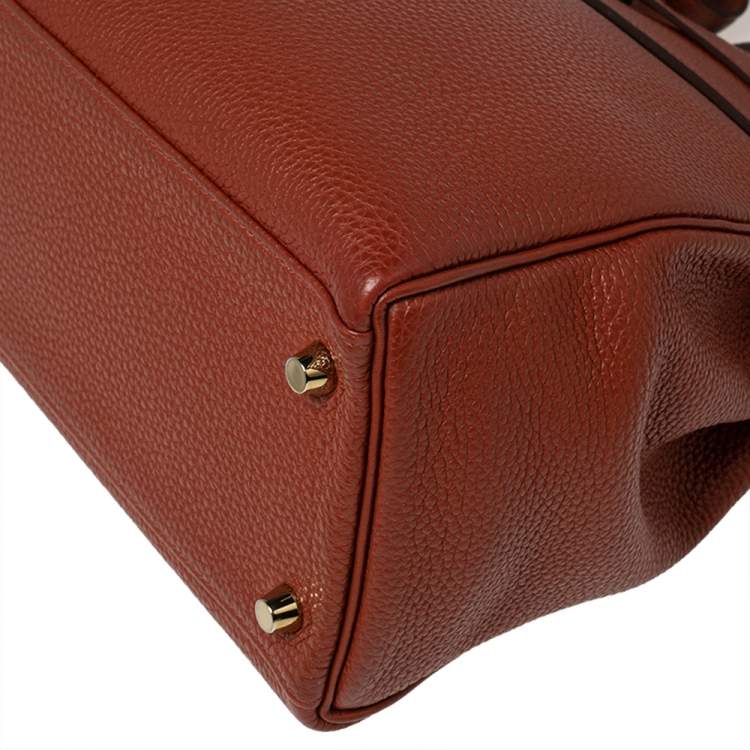 Pre Owned Hermes Brique Togo Leather Gold Plated Kelly Retourne 32 Bag
