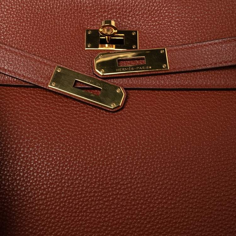 Pre Owned Hermes Brique Togo Leather Gold Plated Kelly Retourne 32 Bag