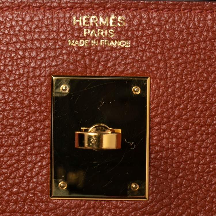 Pre Owned Hermes Brique Togo Leather Gold Plated Kelly Retourne 32 Bag