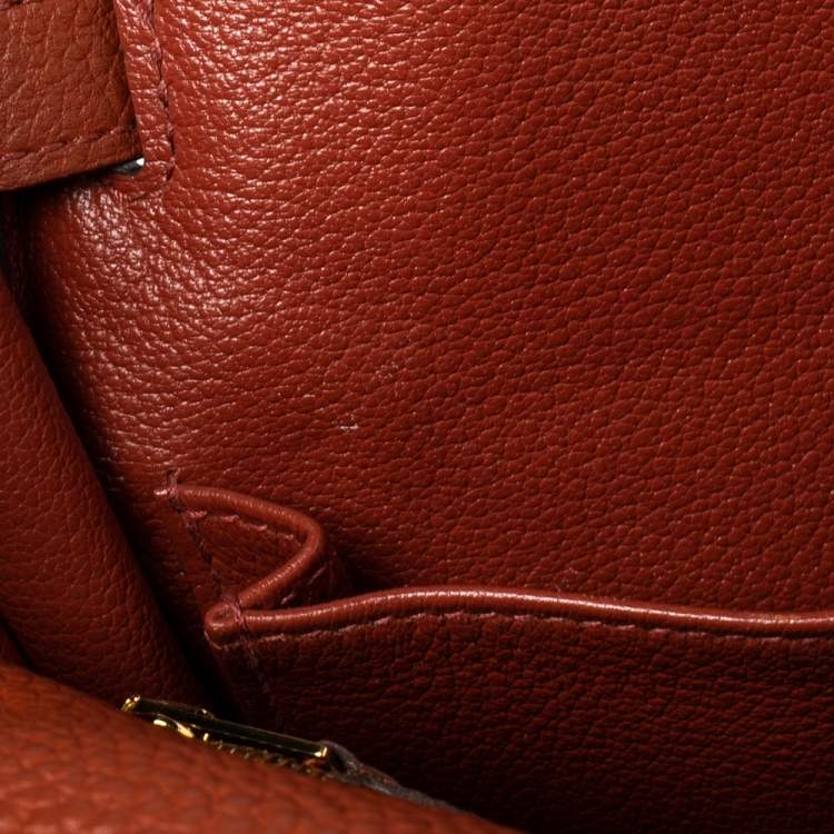 Pre Owned Hermes Brique Togo Leather Gold Plated Kelly Retourne 32 Bag