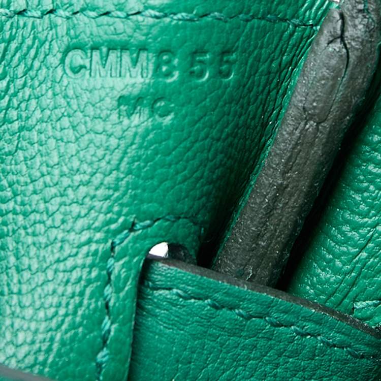 Pre Owned Hermès Vert Vertigo Evercolor Leather Gold Finished Birkin 30 Bag