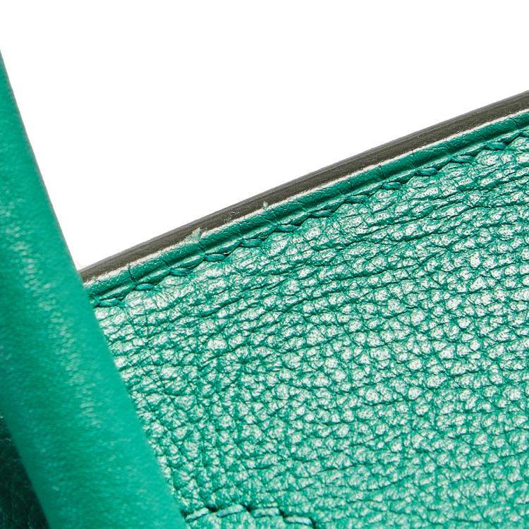 Pre Owned Hermès Vert Vertigo Evercolor Leather Gold Finished Birkin 30 Bag