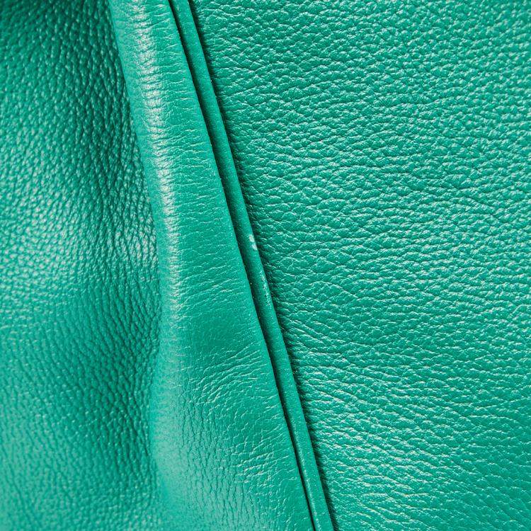 Pre Owned Hermès Vert Vertigo Evercolor Leather Gold Finished Birkin 30 Bag