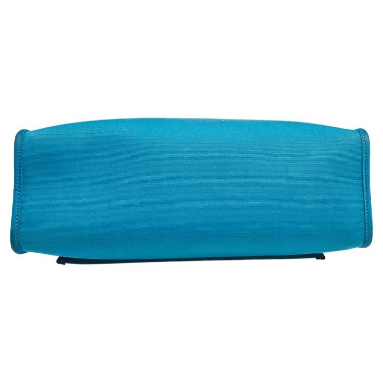 Pre Owned Hermes Bleu Izmir/Natural Canvas And Leather Herbag Zip 31 Bag