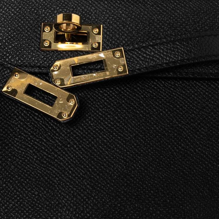 Pre Owned Hermes Noir Epsom Leather Gold Hardware Mini II Kelly Bag