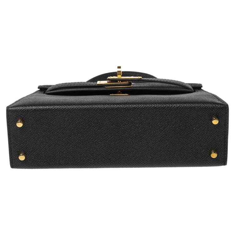 Pre Owned Hermes Noir Epsom Leather Gold Hardware Mini II Kelly Bag