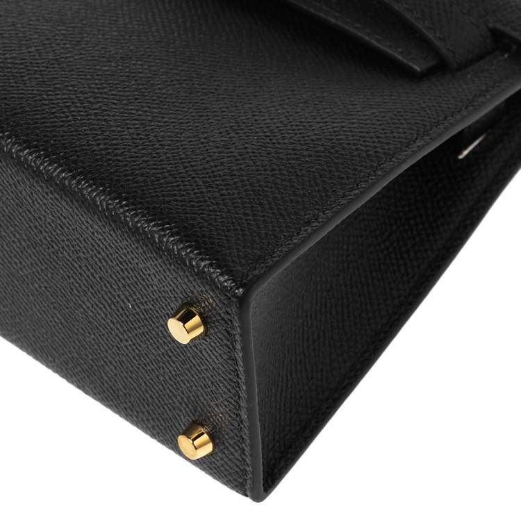 Pre Owned Hermes Noir Epsom Leather Gold Hardware Mini II Kelly Bag