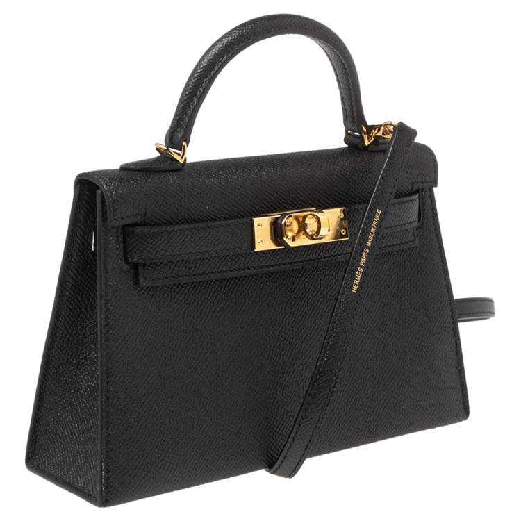 Pre Owned Hermes Noir Epsom Leather Gold Hardware Mini II Kelly Bag