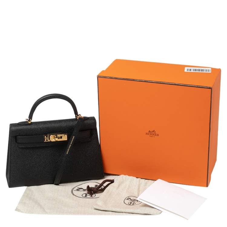 Pre Owned Hermes Noir Epsom Leather Gold Hardware Mini II Kelly Bag