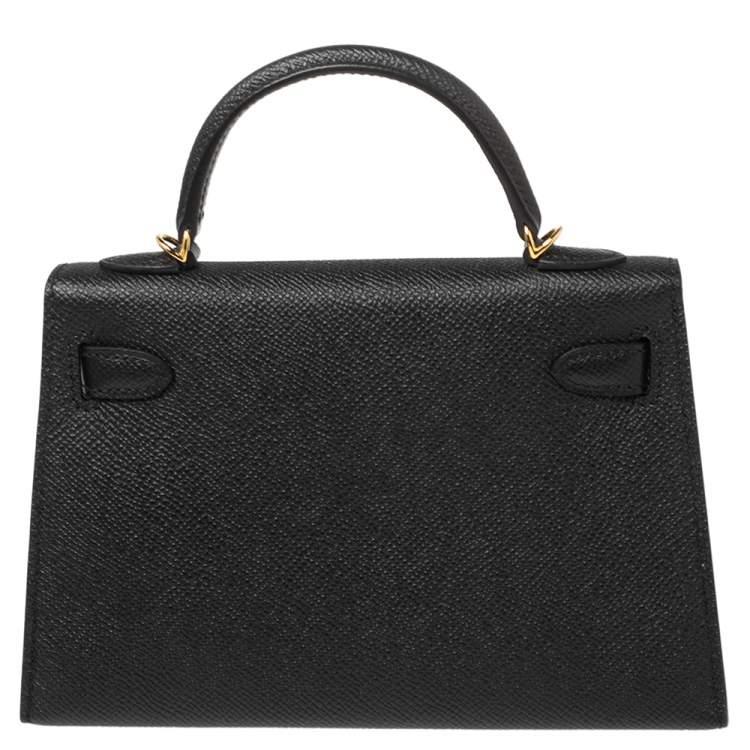 Pre Owned Hermes Noir Epsom Leather Gold Hardware Mini II Kelly Bag