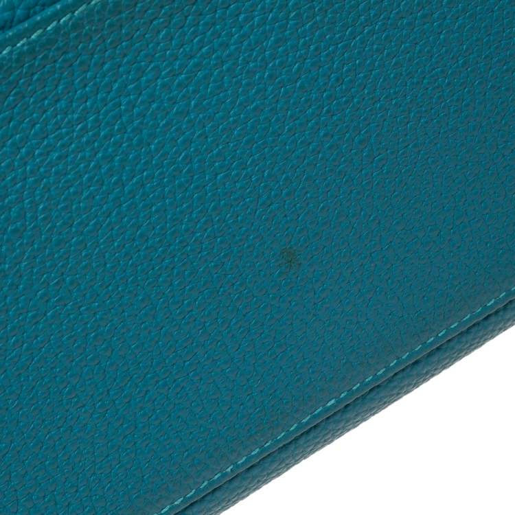 Pre Owned Hermes Bleu Jean Togo Leather Palladium Finish Kelly Retourne 35 Bag