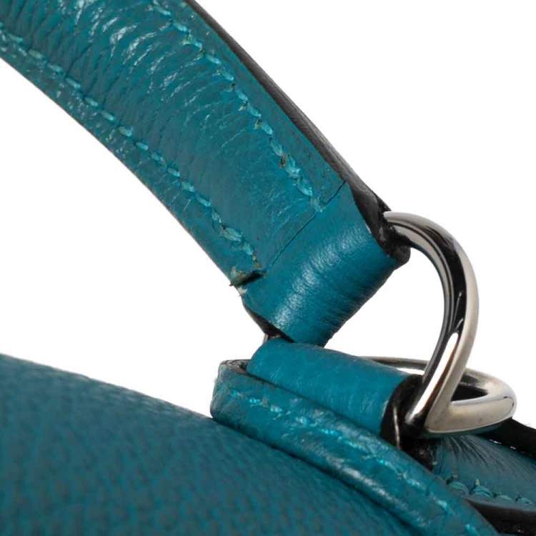 Pre Owned Hermes Bleu Jean Togo Leather Palladium Finish Kelly Retourne 35 Bag