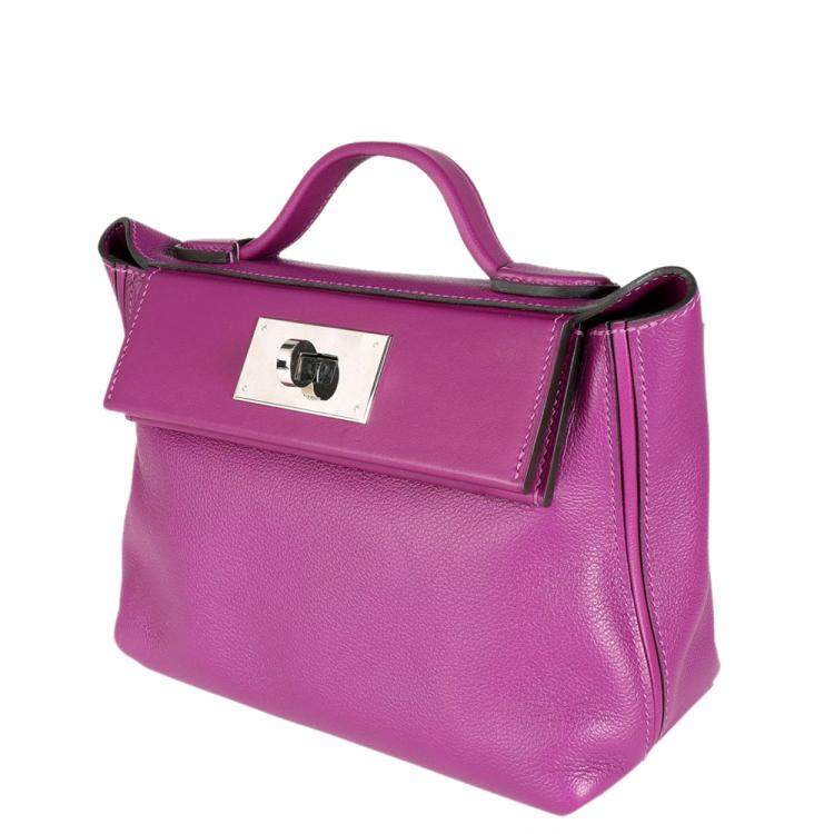 Hermes Purple Swift Leather 24/24 21 Satchel Bag Hermes