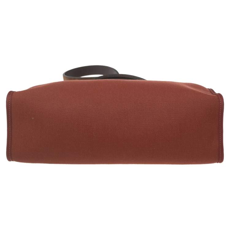 Pre Owned Hermes Rouge H/Ebene Canvas and Leather Herbag Zip 31 Bag