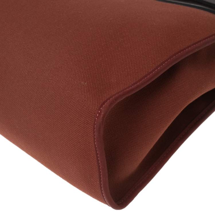 Pre Owned Hermes Rouge H/Ebene Canvas and Leather Herbag Zip 31 Bag