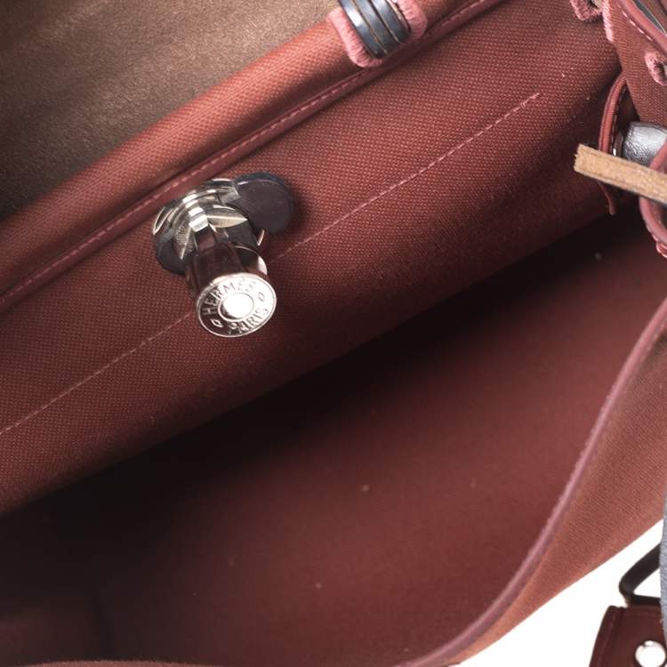 Pre Owned Hermes Rouge H/Ebene Canvas and Leather Herbag Zip 31 Bag